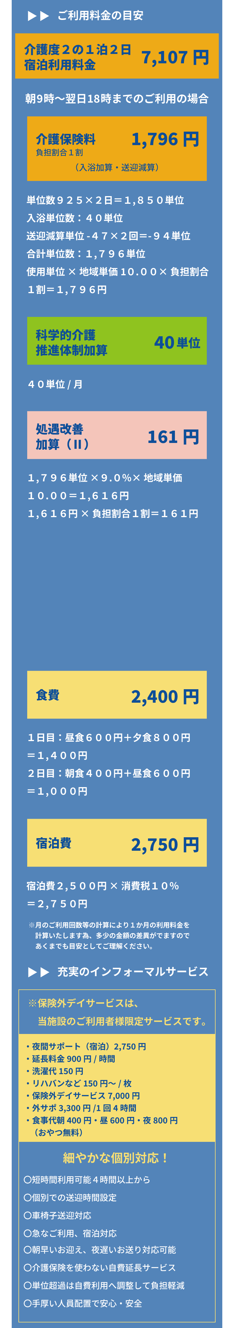 デイサービスにじいろ 春日町店｜ご利用案内 料金目安